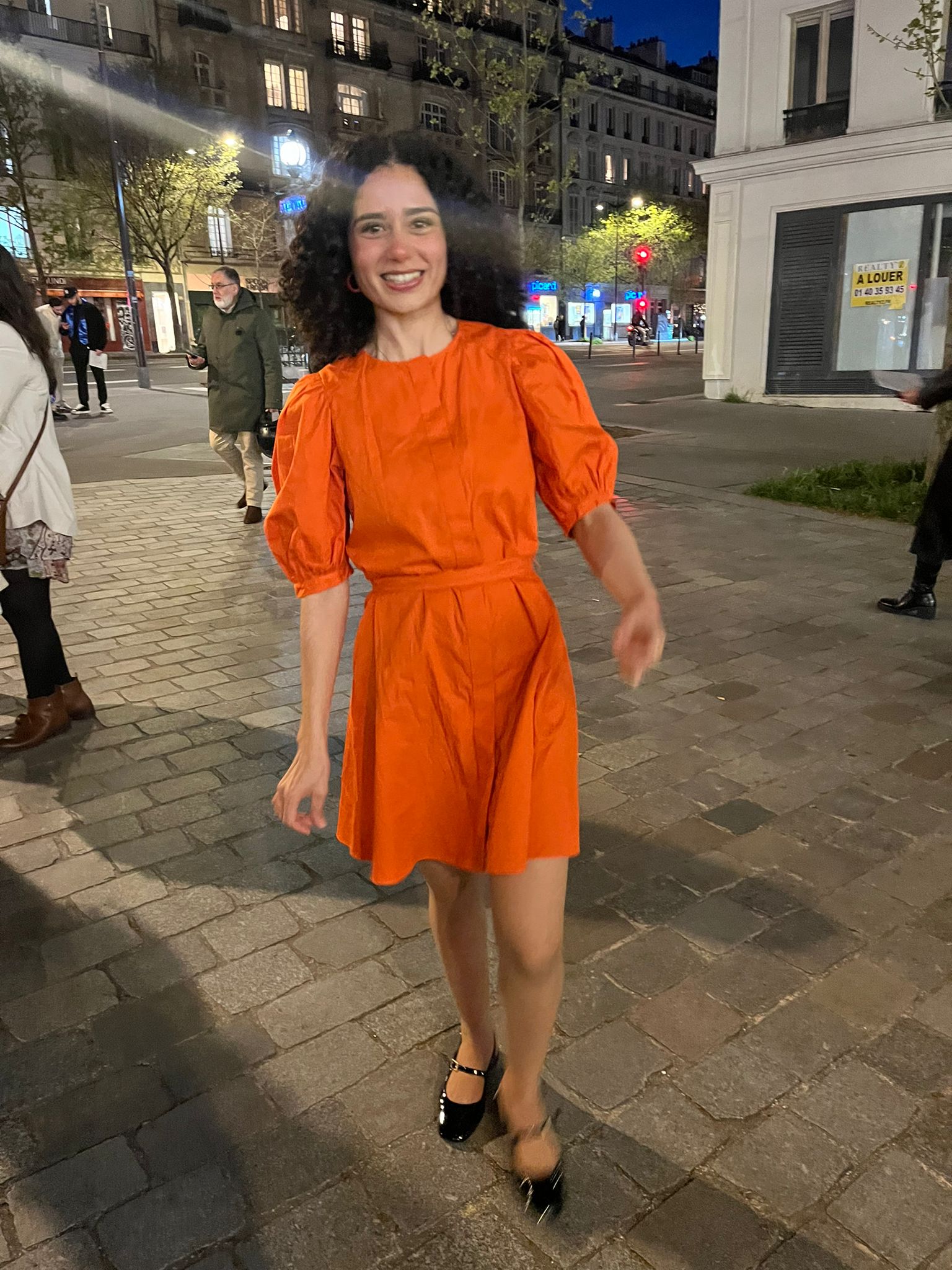 orange dress in paris